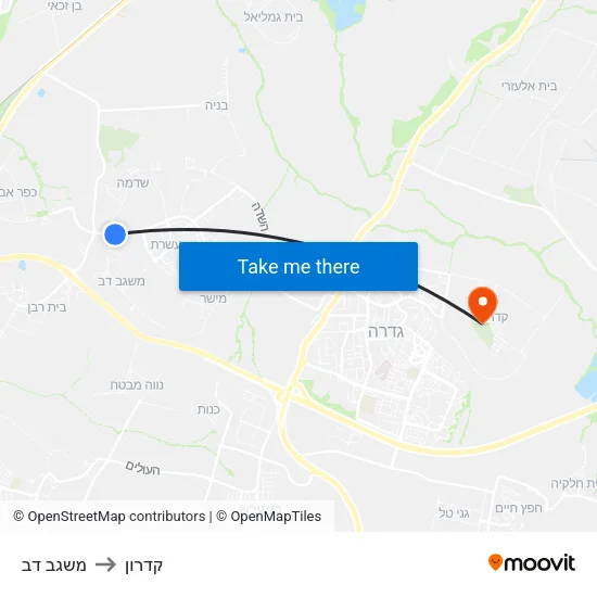 משגב דב to קדרון map