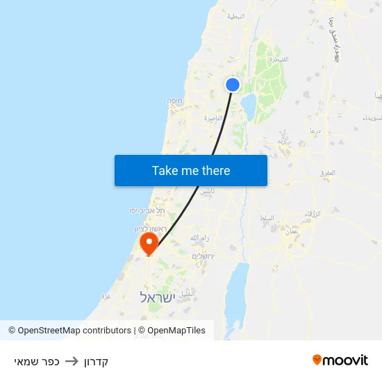 כפר שמאי to קדרון map