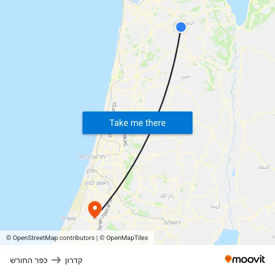 כפר החורש to קדרון map