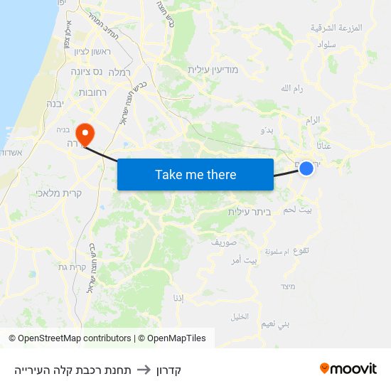 תחנת רכבת קלה העירייה to קדרון map