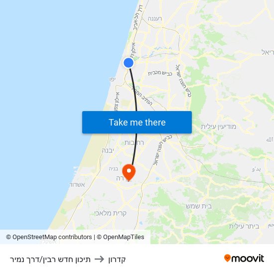 תיכון חדש רבין/דרך נמיר to קדרון map