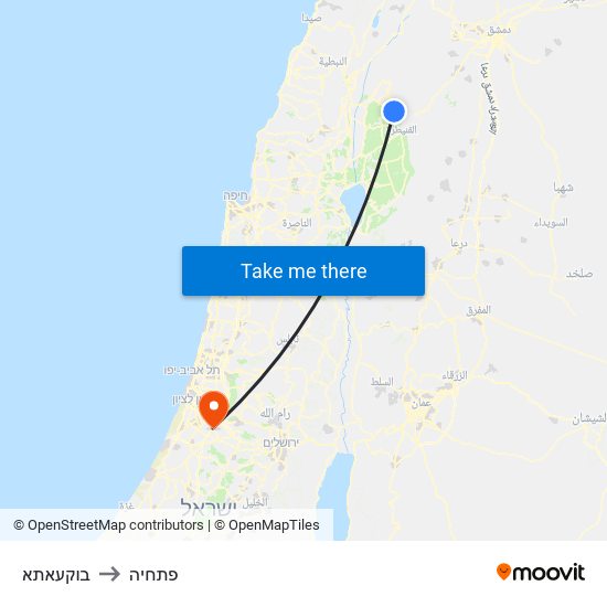 בוקעאתא to פתחיה map