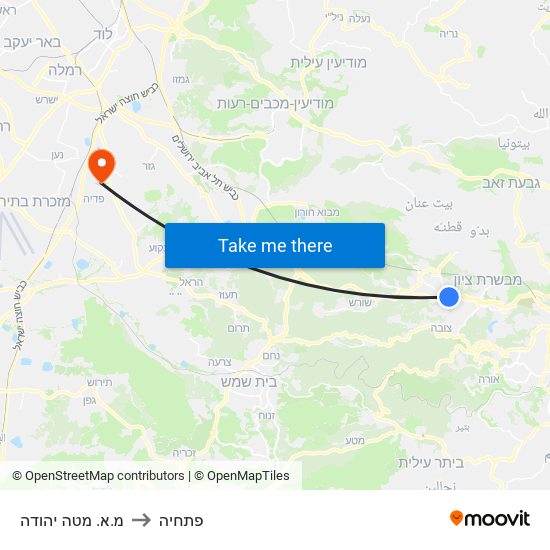 מ.א. מטה יהודה to פתחיה map