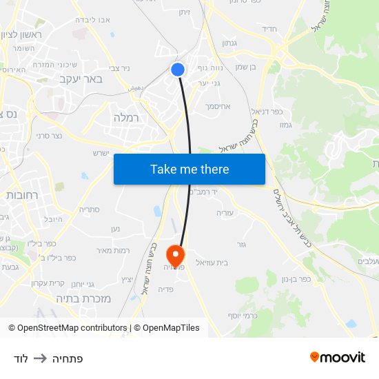 לוד to פתחיה map