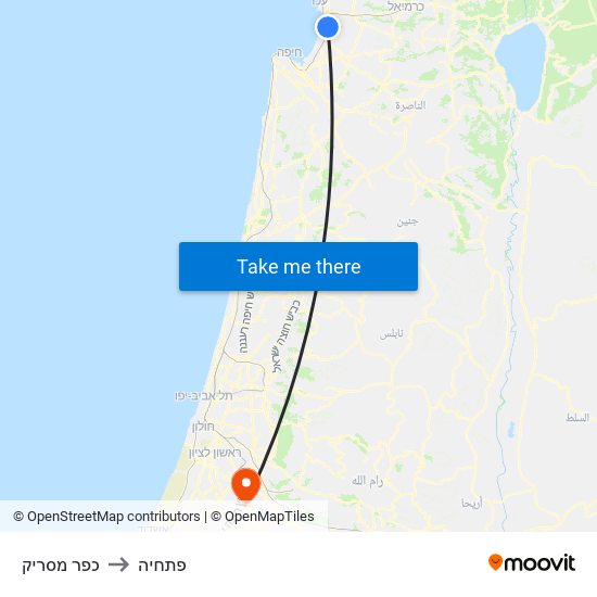 כפר מסריק to פתחיה map