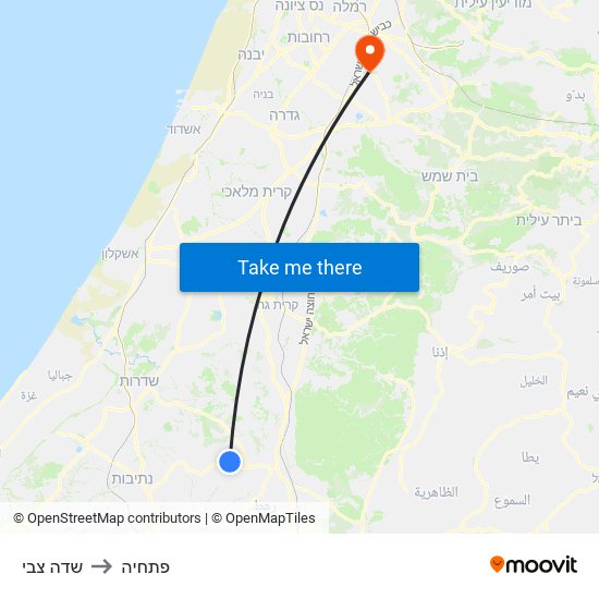 שדה צבי to פתחיה map