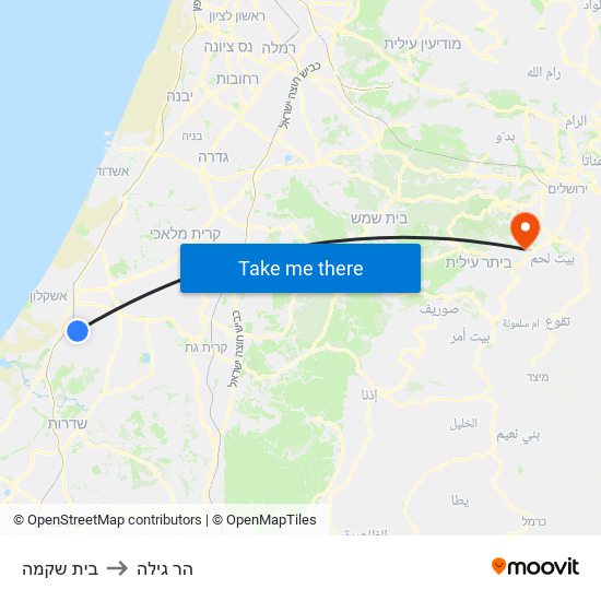 בית שקמה to הר גילה map