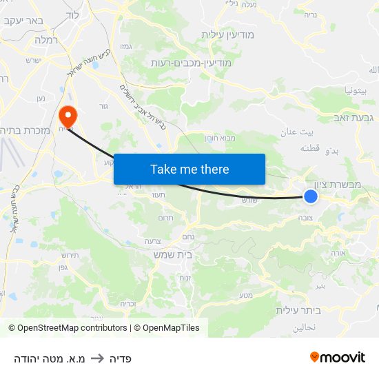 מ.א. מטה יהודה to פדיה map