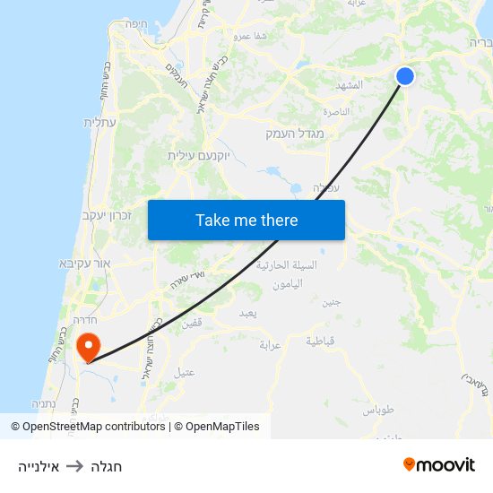 אילנייה to חגלה map