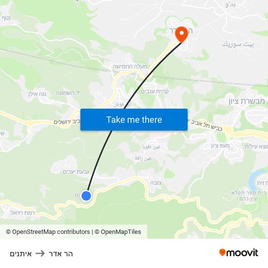 איתנים to הר אדר map