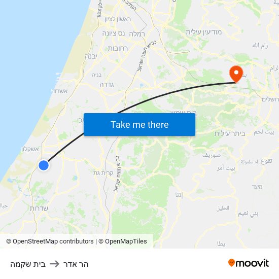 בית שקמה to הר אדר map