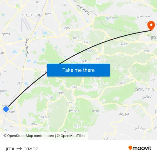 ורדון to הר אדר map