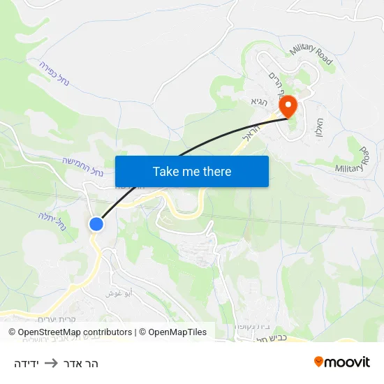 ידידה to הר אדר map