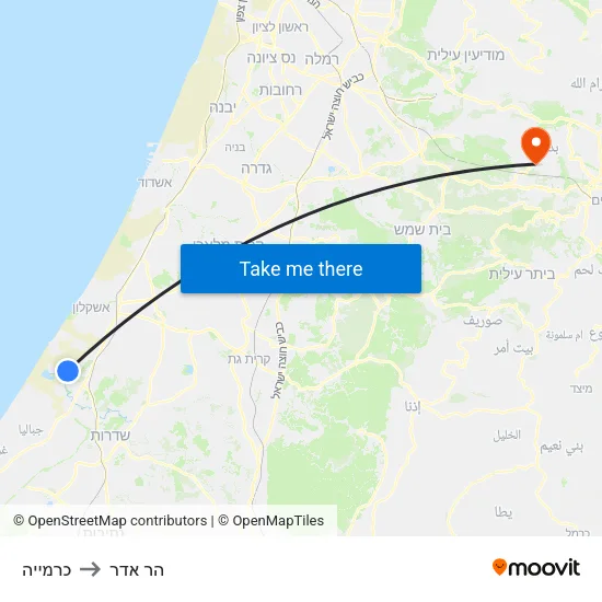 כרמייה to הר אדר map