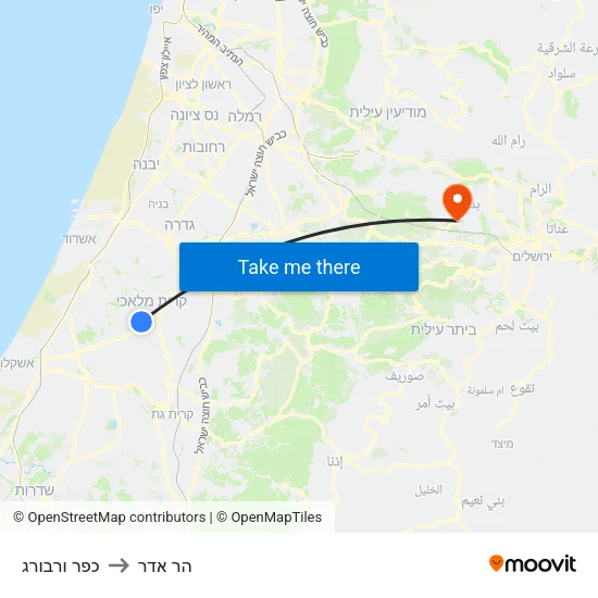 כפר ורבורג to הר אדר map