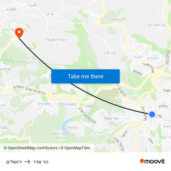 ירושלים to הר אדר map