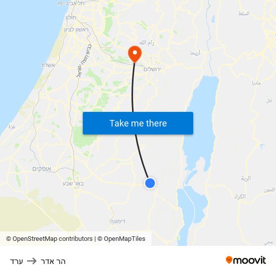 ערד to הר אדר map