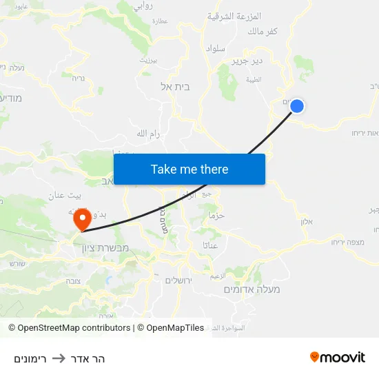 רימונים to הר אדר map