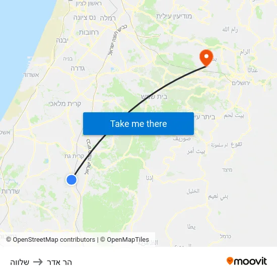 שלווה to הר אדר map