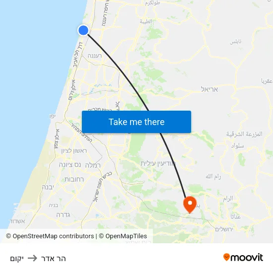 יקום to הר אדר map