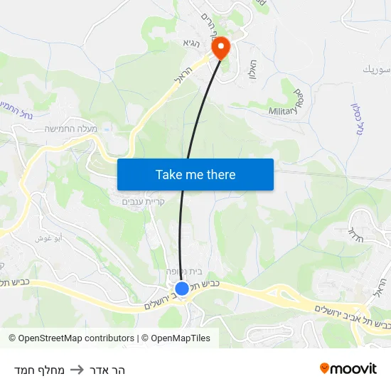 מחלף חמד to הר אדר map