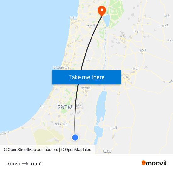 דימונה to לבנים map