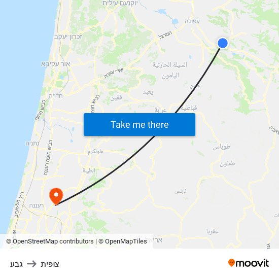 גבע to צופית map