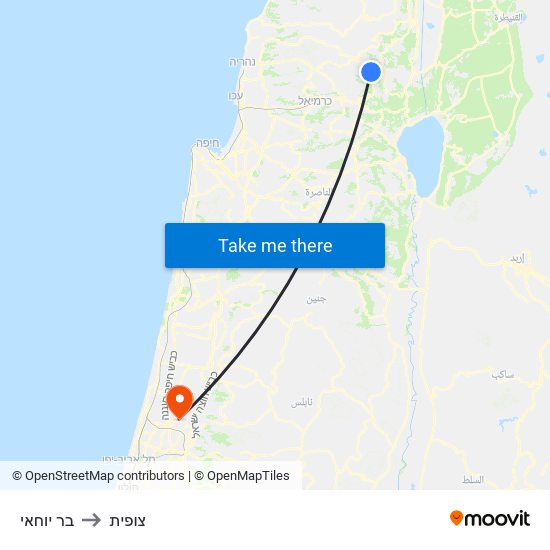 בר יוחאי to צופית map