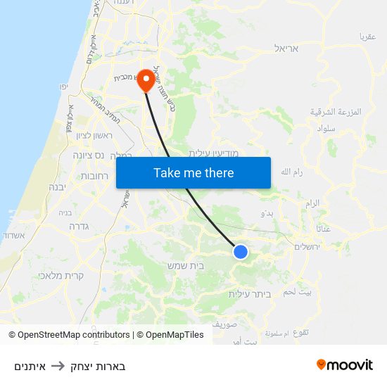 איתנים to בארות יצחק map