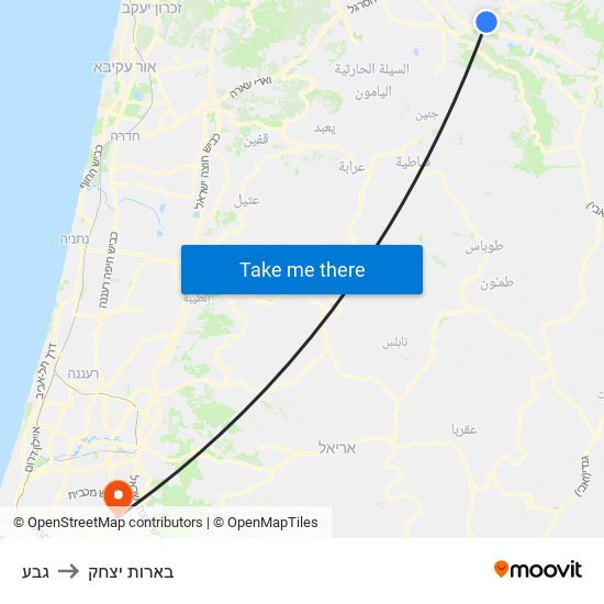 גבע to בארות יצחק map