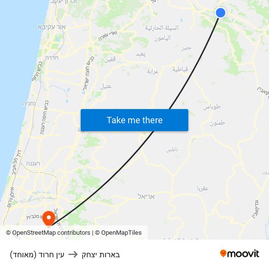 עין חרוד (מאוחד) to בארות יצחק map