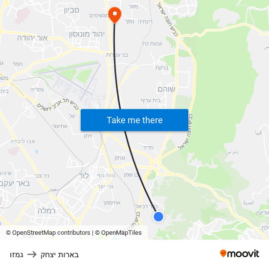 גמזו to בארות יצחק map