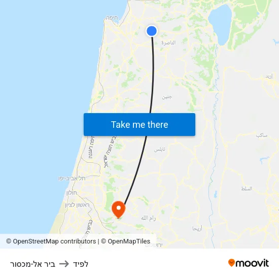ביר אל-מכסור to לפיד map