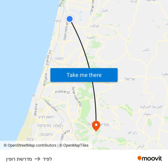 מדרשת רופין to לפיד map