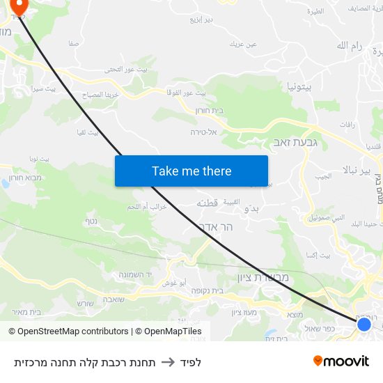 תחנת רכבת קלה תחנה מרכזית to לפיד map