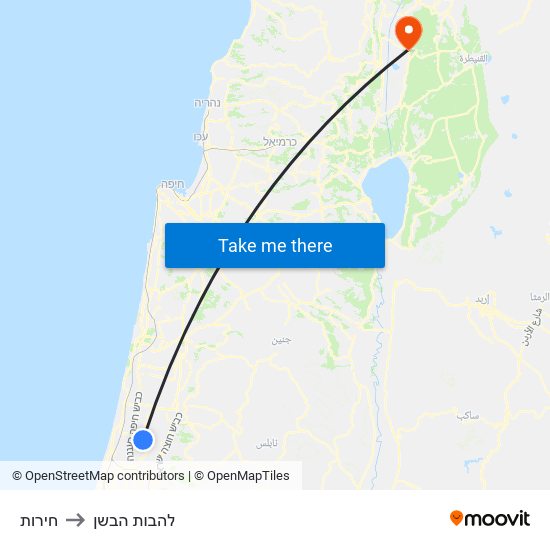 חירות to להבות הבשן map