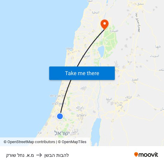 מ.א. נחל שורק to להבות הבשן map