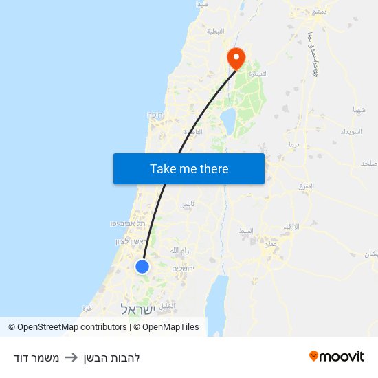 משמר דוד to להבות הבשן map