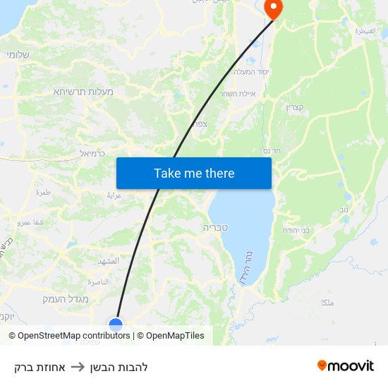 אחוזת ברק to להבות הבשן map