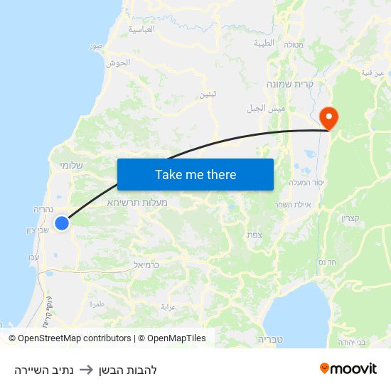 נתיב השיירה to להבות הבשן map