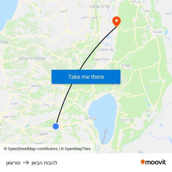 טורעאן to להבות הבשן map