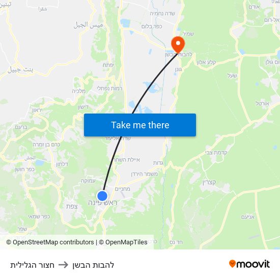 חצור הגלילית to להבות הבשן map