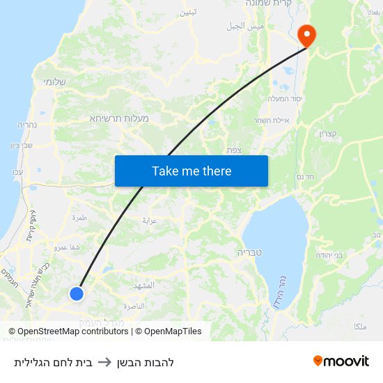 בית לחם הגלילית to להבות הבשן map