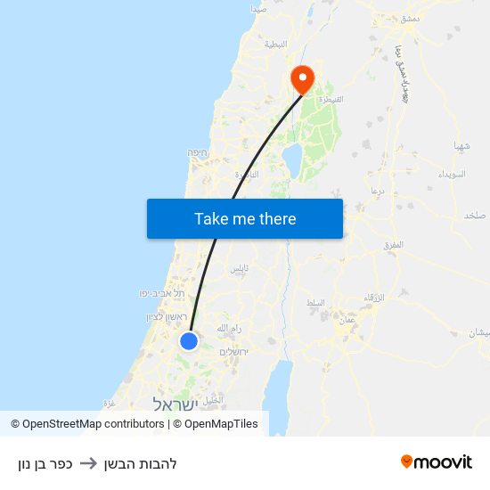 כפר בן נון to להבות הבשן map