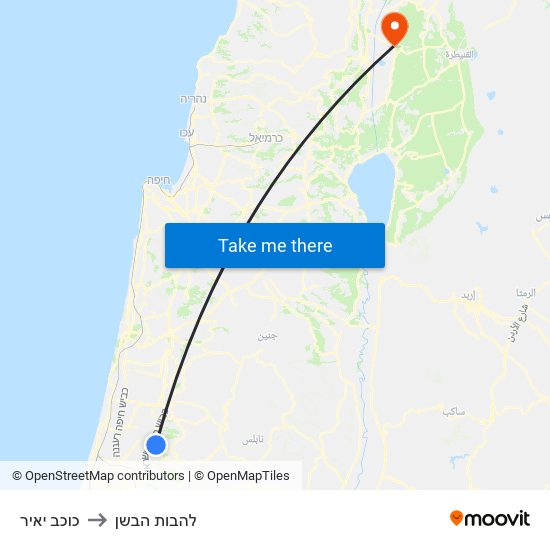 כוכב יאיר to להבות הבשן map