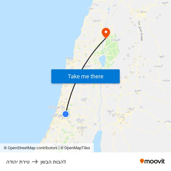 טירת יהודה to להבות הבשן map