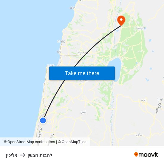 אליכין to להבות הבשן map