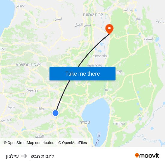 עיילבון to להבות הבשן map