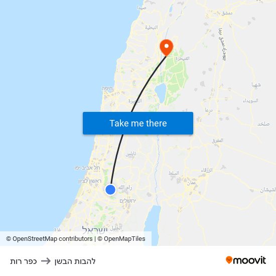 כפר רות to להבות הבשן map