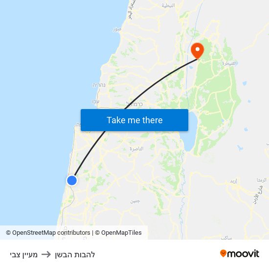 מעיין צבי to להבות הבשן map